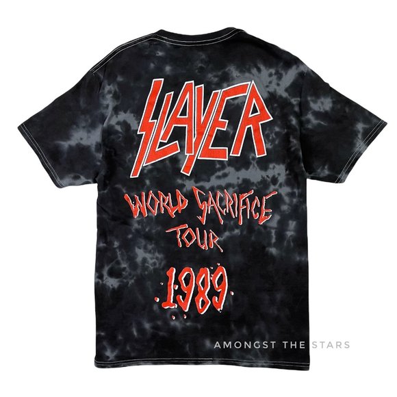Slayer World Sacrifice Tour 1989 Black Tie Dye Band T-Shirt - Picture 5 of 9